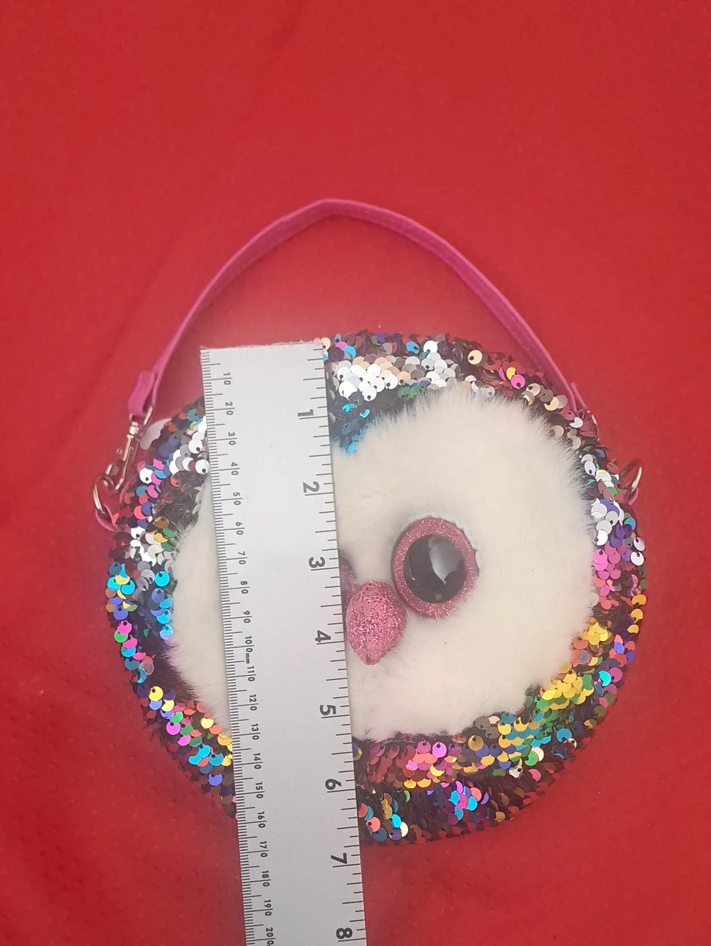 Ty Owen Kids Sequin Owl Purse - Pink Handle, White Face